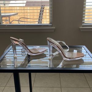Ego Clear ankle strap block heel